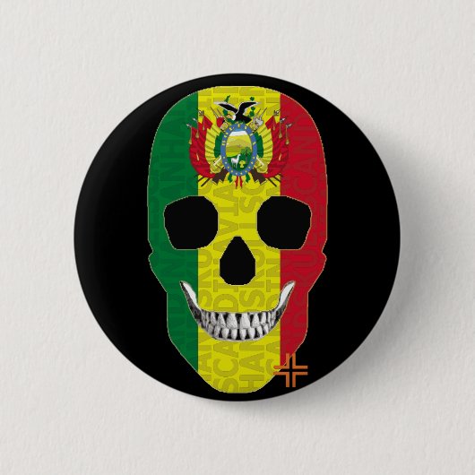 HANDSKULL Bolivia Ronde Badge zwart B2 Button 5,7 Cm (Voorkant)