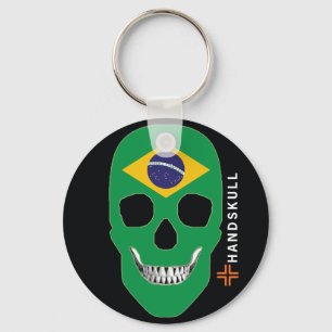 HANDSKULL Brazilië, Happy skull, Braziliaanse vlag Sleutelhanger