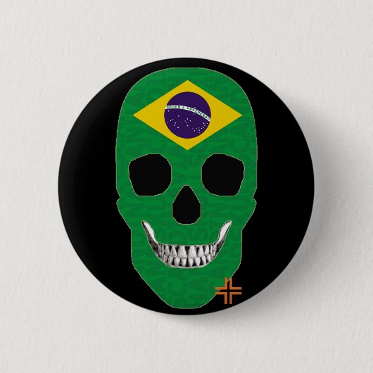 HANDSKULL Brazilië Ronde Badge zwart B2 Button 5,7 Cm (Voorkant)