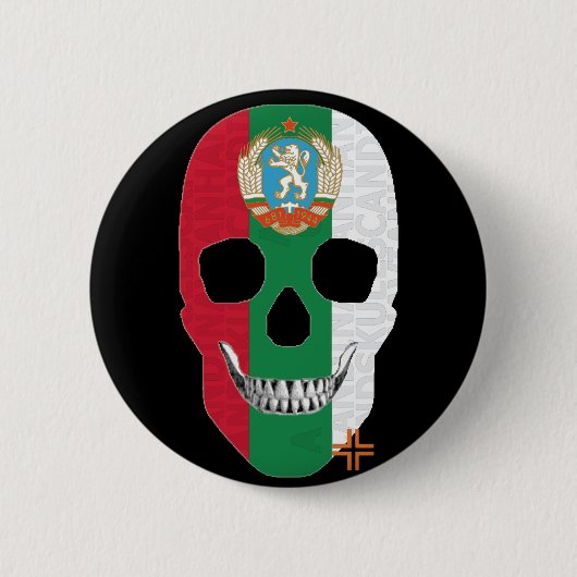 HANDSKULL Bulgarije Ronde Badge zwart B2 Button 5,7 Cm (Voorkant)
