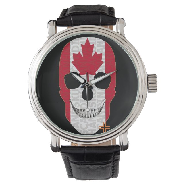 HANDSKULL Canada horloge mannen lederen B2 (Voorkant)