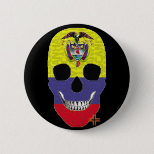 HANDSKULL Colombia Ronde Badge zwart B2 Button 5,7 Cm