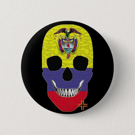 HANDSKULL Colombia Ronde Badge zwart B2 Button 5,7 Cm (Voorkant)