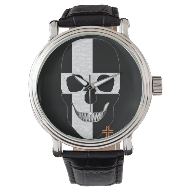 HANDSKULL Cornwall horloge mannen leer B2 (Voorkant)