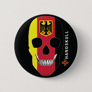 HANDSKULL Duitsland, Happy skull, Germany vlag Ronde Button 5,7 Cm