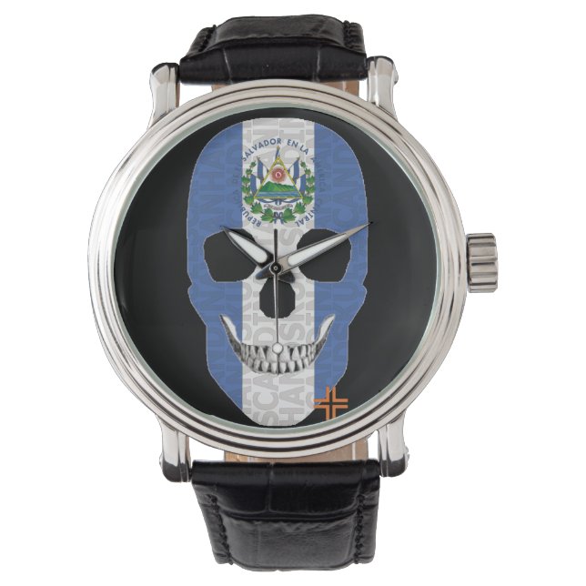 HANDSKULL El Salvador horloge mannen leer B2 (Voorkant)