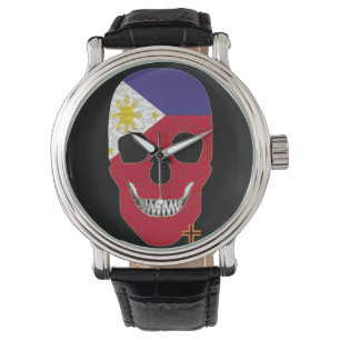 HANDSKULL Filipijnen kijken naar mannen leder B2 Horloge