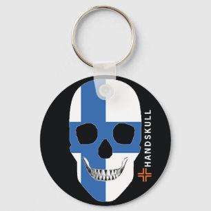 HANDSKULL Finland, Happy skull, Finse vlag Sleutelhanger