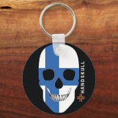HANDSKULL Finland, Happy skull, Finse vlag Sleutelhanger (Voorkant)