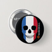 HANDSKULL France, Happy skull, Franse vlag Ronde Button 5,7 Cm (Voorkant /achterkant)