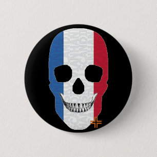 HANDSKULL Frankrijk Ronde Badge zwart B2 Button 5,7 Cm