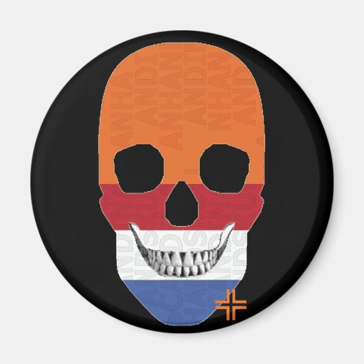 HANDSKULL Holland round magnet B2 (Voorkant)