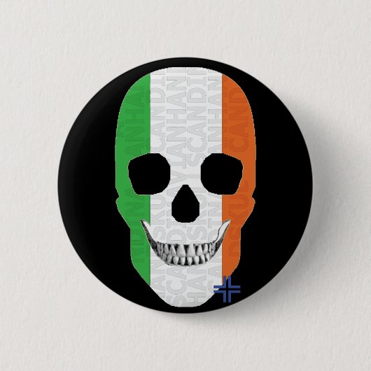 HANDSKULL Ierland Ronde Badge zwart B2 Button 5,7 Cm (Voorkant)