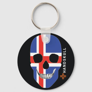 HANDSKULL IJsland, Happy skull, IJslandse vlag Sleutelhanger