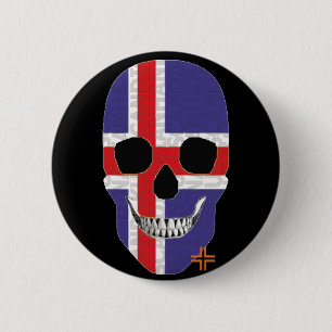 HANDSKULL IJsland Ronde Badge zwart B2 Button 5,7 Cm