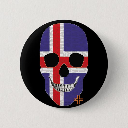 HANDSKULL IJsland Ronde Badge zwart B2 Button 5,7 Cm (Voorkant)