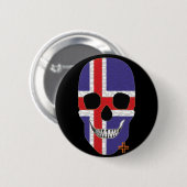 HANDSKULL IJsland Ronde Badge zwart B2 Button 5,7 Cm (Voorkant /achterkant)