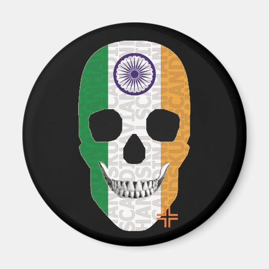 HANDSKULL India ronde magneet B2 (Voorkant)