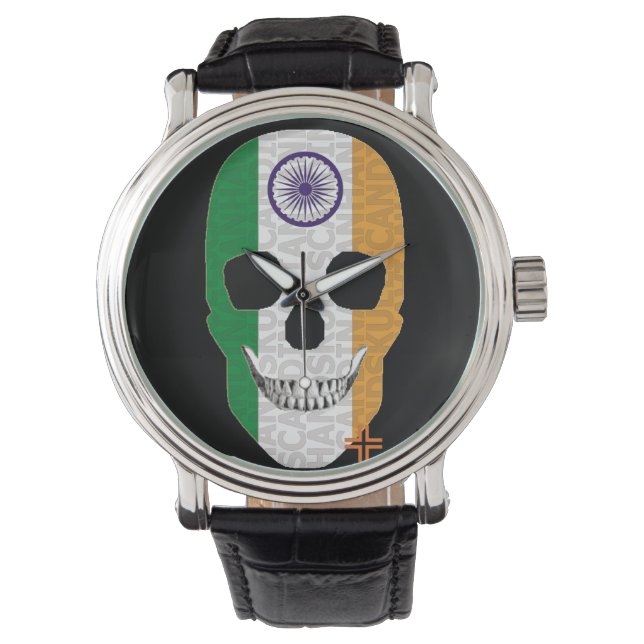 HANDSKULL Indiaas horloge mannen leer B2 (Voorkant)