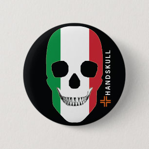 HANDSKULL Italië, Happy skull, Italiaanse vlag Ronde Button 5,7 Cm