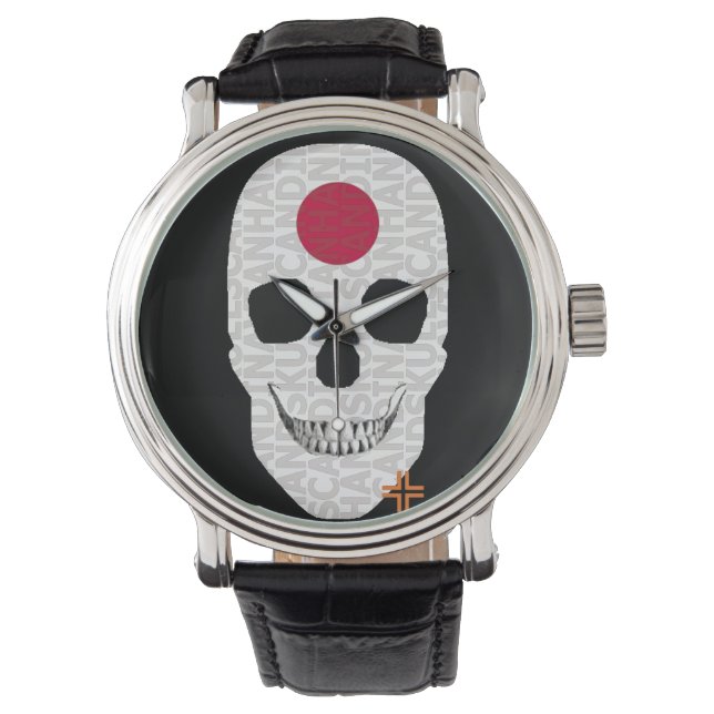 HANDSKULL Japan horloge mannen lederen B2 (Voorkant)