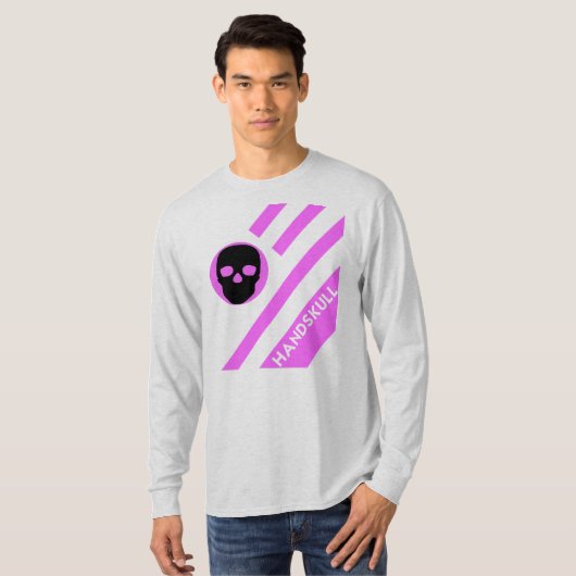 HANDSKULL LIV Hot Pink Bars T-shirt met lange mouw (Voorkant volledig)