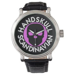 HANDSKULL LIV Hot Roze horloge mannen lederen P3