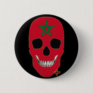 HANDSKULL Marokko Ronde Badge zwart B2 Button 5,7 Cm