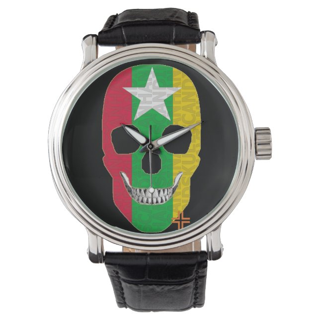 HANDSKULL Myanmar horloge mannen leer B2 (Voorkant)