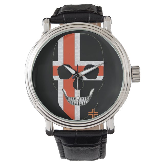 HANDSKULL Nordic Cross horloge mannen lederen B2 (Voorkant)
