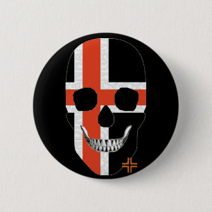 HANDSKULL Nordic Cross Round Badge zwart B2 Ronde Button 5,7 Cm