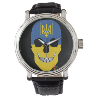 HANDSKULL Oekraine horloge mannen leer B2