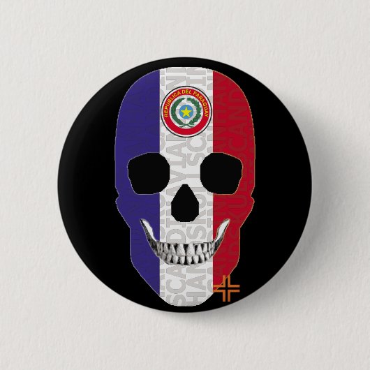 HANDSKULL Paraguay Ronde Badge zwart B2 Button 5,7 Cm (Voorkant)