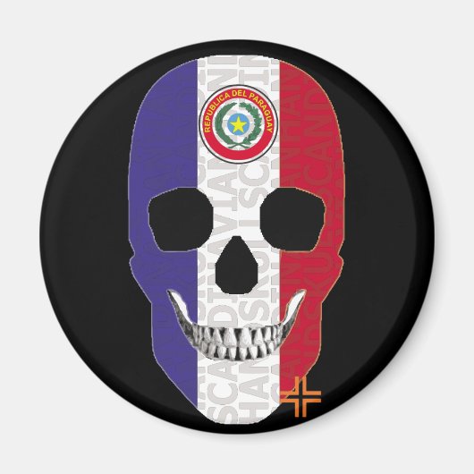HANDSKULL Paraguay round    magnetB2 Magneet (Voorkant)