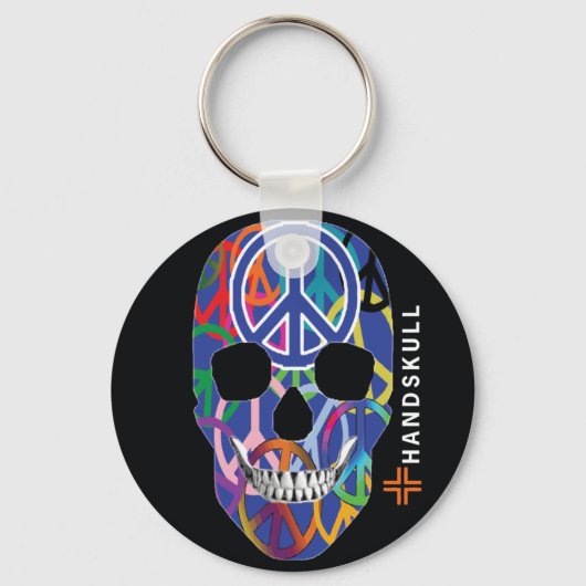 HANDSKULL Peace, Happy skull, Peace flag Sleutelhanger (Voorkant)