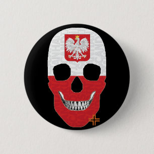 HANDSKULL Polen Ronde Badge zwart B2 Button 5,7 Cm