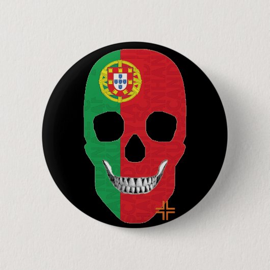 HANDSKULL Portugal Ronde Badge zwart B2 Button 5,7 Cm (Voorkant)