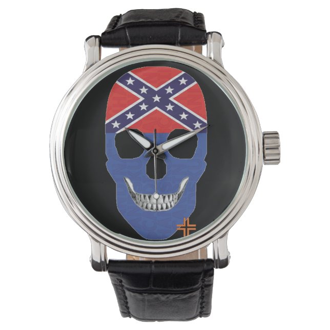 HANDSKULL Rebel Blauw horloge mannen leder B2 (Voorkant)
