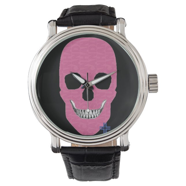 HANDSKULL Rebel Roze horloge mannen leder B2 (Voorkant)