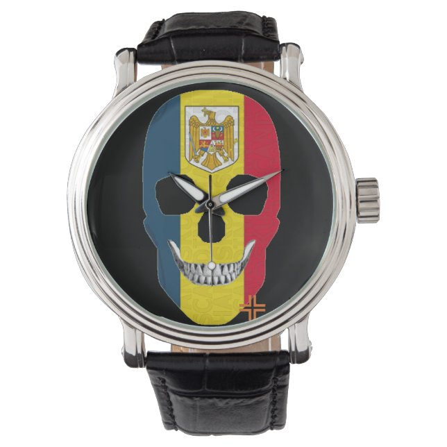 HANDSKULL Roemenië horloge mannen leer B2 (Voorkant)