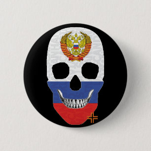 HANDSKULL Russisch Ronde Badge zwart B2 Button 5,7 Cm