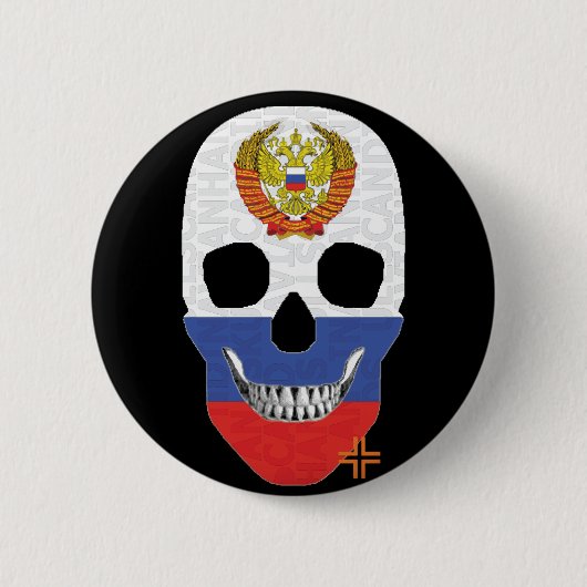 HANDSKULL Russisch Ronde Badge zwart B2 Button 5,7 Cm (Voorkant)