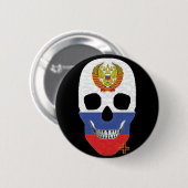 HANDSKULL Russisch Ronde Badge zwart B2 Button 5,7 Cm (Voorkant /achterkant)