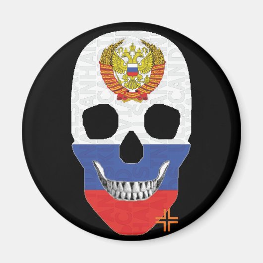 HANDSKULL Russische ronde magneet B2 (Voorkant)