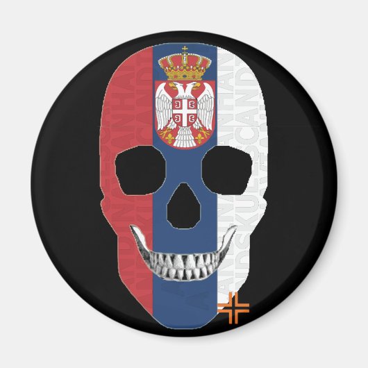 HANDSKULL Servië ronde magneet B2 (Voorkant)