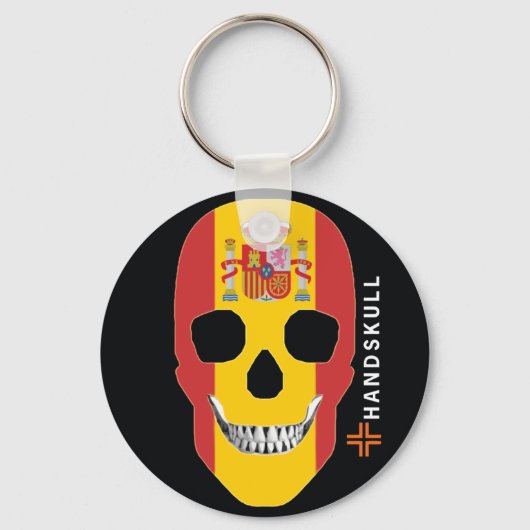 HANDSKULL Spanje, Happy skull, Spanje vlag Sleutelhanger (Voorkant)