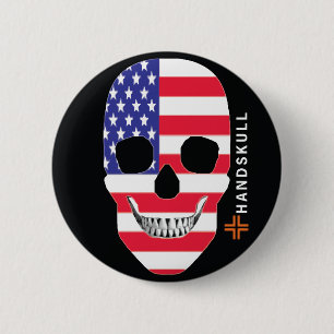HANDSKULL Verenigde Staten, Happy skull, USA vlag Ronde Button 5,7 Cm