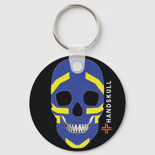 HANDSKULL Viking, Happy skull, Viking vlag Sleutelhanger (Voorkant)