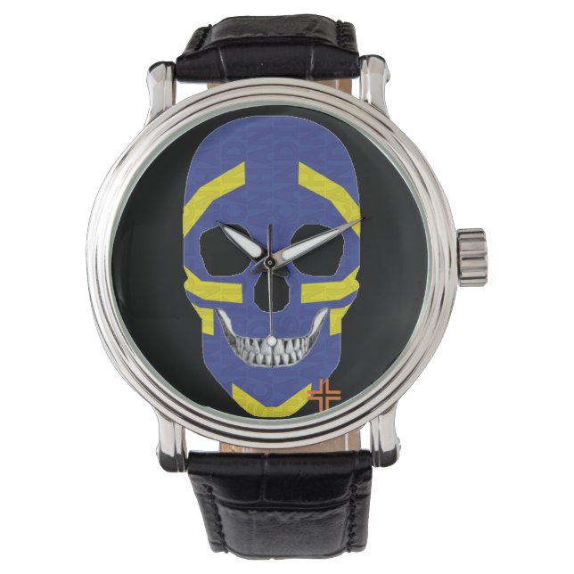 HANDSKULL Viking horloge mannen lederen B2 (Voorkant)