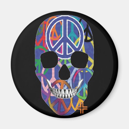 HANDSKULL Vrede ronde magneet B2 (Voorkant)